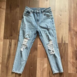 11” High Rise Mom Jean - Distressed Blue Women's Jeans